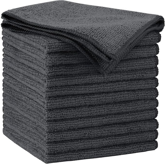 AIDEA Microfiber Cleaning Cloth Grey 12PK, Microfiber Towels for Cars, Premium Car Cloths, Dusting Cloth Lint Free Cleaning Rags for SUVs, House, Kitchen, Window, Workshops,11.5×11.5"