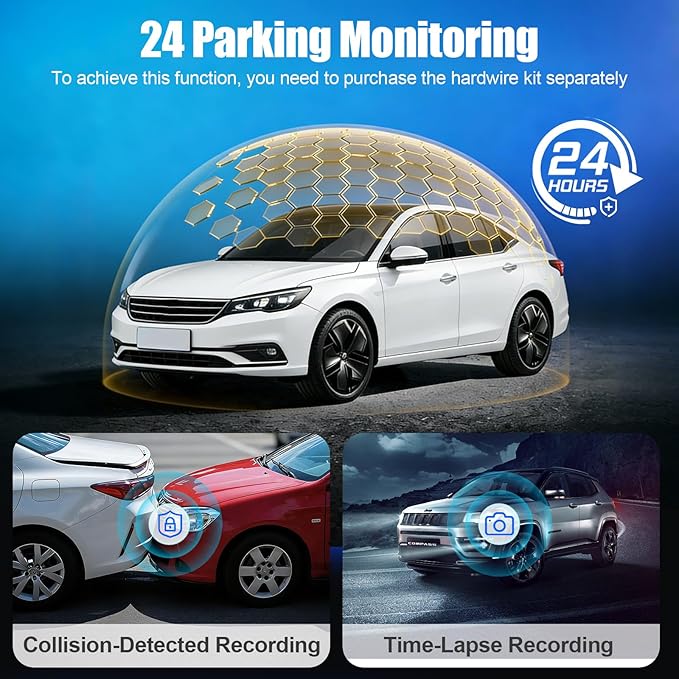 4K Dash Cam Front and Rear,Dual Dash Camera for Cars with 5.8GHz WiFi GPS,Night Vision,Mini Dash Cam with 3.59" IPS Screen,24H Parking Mode,G-Sensor,Loop Recording,64GB SD Card Included