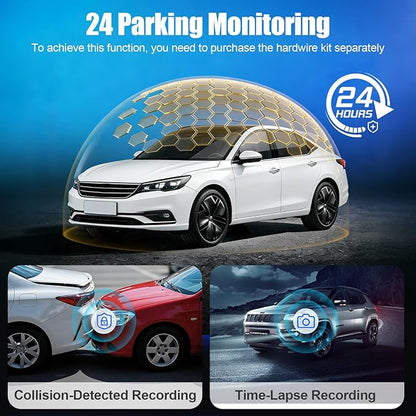 4K Dash Cam Front and Rear,Dual Dash Camera for Cars with 5.8GHz WiFi GPS,Night Vision,Mini Dash Cam with 3.59" IPS Screen,24H Parking Mode,G-Sensor,Loop Recording,64GB SD Card Included