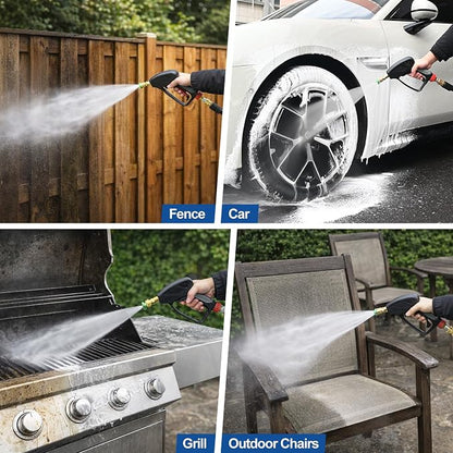 TOOLCY Pro Short Pressure Washer Gun 5000 PSI with 360° Swivel,3/8" Quick Connect Inlet, Power Washer Gun with 1/4" Quick Connect Outlet, Includes 3/8" QC to M22-14mm Adapter & 5 Nozzle Tips