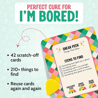 Scratch 'Ems Indoor Scavenger Hunt Cards with 42 Reusable Scratch Off Screen-Free Games for Kids, At-Home Scavenger Hunt Adventures for Rainy Days & Cold Days