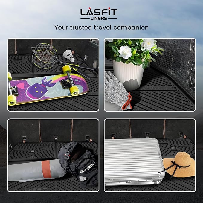 LASFIT Cargo Mat & Backrest Mats for Lincoln Aviator 2026 2025 2024 2023 2022 2021 2020, All Weather TPE Custom Fit Cargo Liner for Aviator Trunk Mat 2020-2026, Black, Easy to Clean