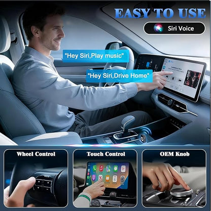 2026 Upgraded Wireless Carplay Adapter,4 in 1 Screen Mirroring Support Mirror Link/AirPlay for iPhone CarPlay & Android Auto,Mini USB/Type-C Plug & Play Car Play Adapter, Wired to Wireless No Latency