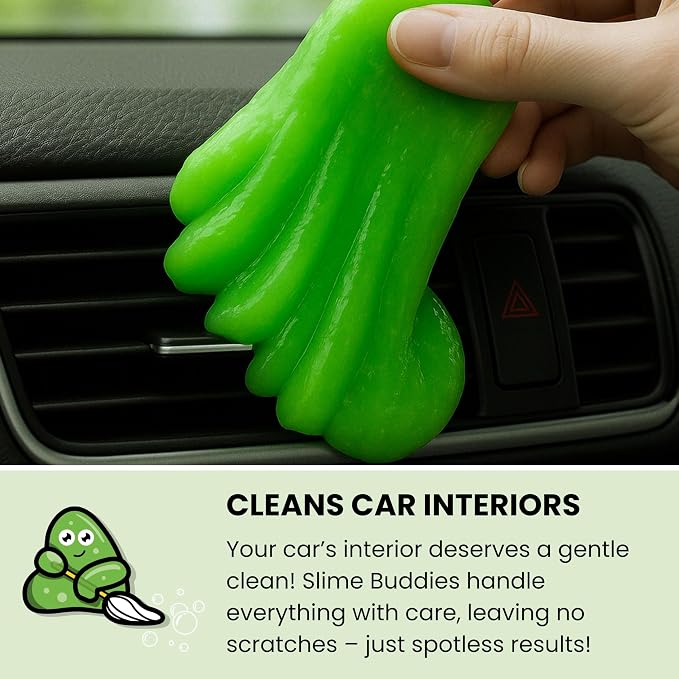 Slime Buddies Car Cleaning Gel Putty - 6 Pack Apple Scented Interior Detailing Tool for Cup Holder, Air Vent & Keyboard - Reusable Auto Detailing Accessories - Dust Remover Goop - Gifts for Men Women