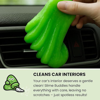 Slime Buddies Car Cleaning Gel Putty - 6 Pack Apple Scented Interior Detailing Tool for Cup Holder, Air Vent & Keyboard - Reusable Auto Detailing Accessories - Dust Remover Goop - Gifts for Men Women