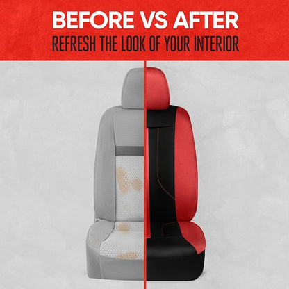 Motor Trend Red Cloth Car Seat Covers for Front Seats – Premium Automotive Bucket Seat Covers, Made for Vehicles with Removable Headrests, Interior Covers for Car Truck Van SUV