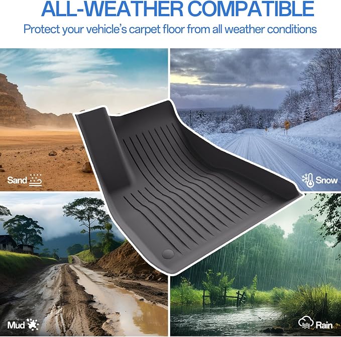 Floor Mats Fits for Tesla Model 3 2023-2018 - All Weather TPE Custom Fit Car Mats Floor Liners, Custom Fit, 3-Piece