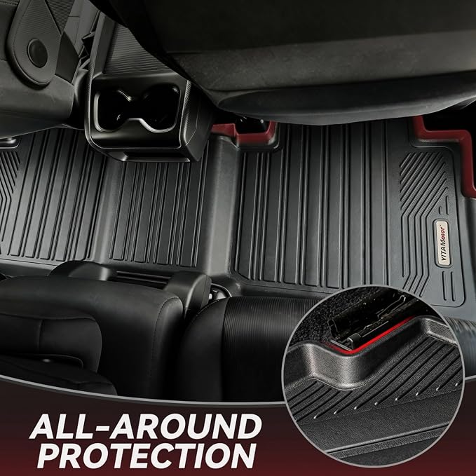 YITAMOTOR Floor Mats Fit for 2019-2025 2026 Ram 2500/3500 Crew Cab (Not for PTO KIT Models), TPE All Weather Dodge Ram 2500/3500 Floor Mats Include 1st & 2nd Row, Black