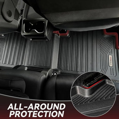 YITAMOTOR Floor Mats Fit for 2019-2025 2026 Ram 2500/3500 Crew Cab (Not for PTO KIT Models), TPE All Weather Dodge Ram 2500/3500 Floor Mats Include 1st & 2nd Row, Black
