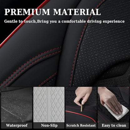 Coverado Front Seat Cover, Car Seat Cover Winter, 2PCS Car Seat Protector, Seat Covers for Cars, Breathable Faux Leather Car Seat Cushion, Car Seat Protector, Black Car Seat Covers fit Most Vehicles