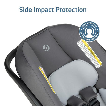 Maxi-Cosi Mico Pro Baby Infant Car Seat with Base, Ventilated Chair, Soft Headrest Pad, Easy-Install Latch, Adjustable Belt Guide, 3-Position Base, Stroller-Ready, 4-30 lbs, up to 32 in, Sea Salt