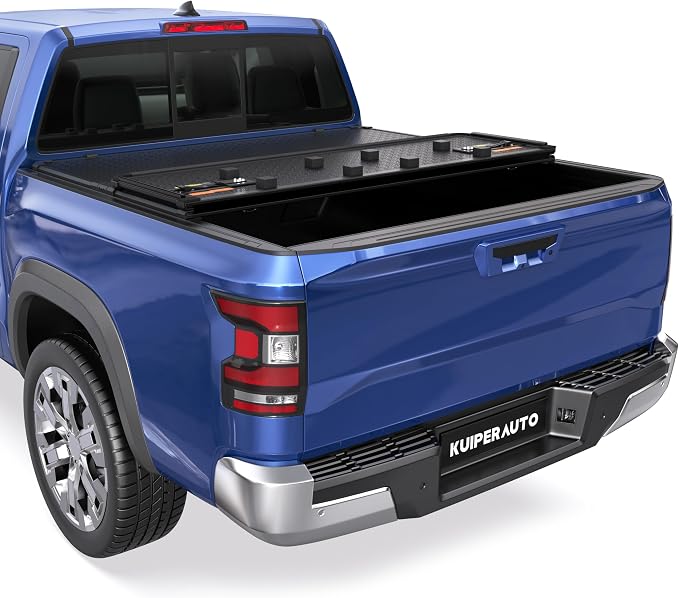 KUIPERAUTO 5FT Aluminum Tri Hard Truck Bed Tonneau Cover Compatible for Nissan Frontier 2005-2026 Bed On Top 60Inch