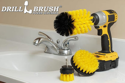 Drill Brush Yellow Bathroom Detailing Brush Set – Bathtub Shower Scrub Brush for Drill - Tile Grout Cleaning Tool - Shower Door Scrubber - Bath Tub Brush - House Cleaning Kit Spinning Scrub Brush