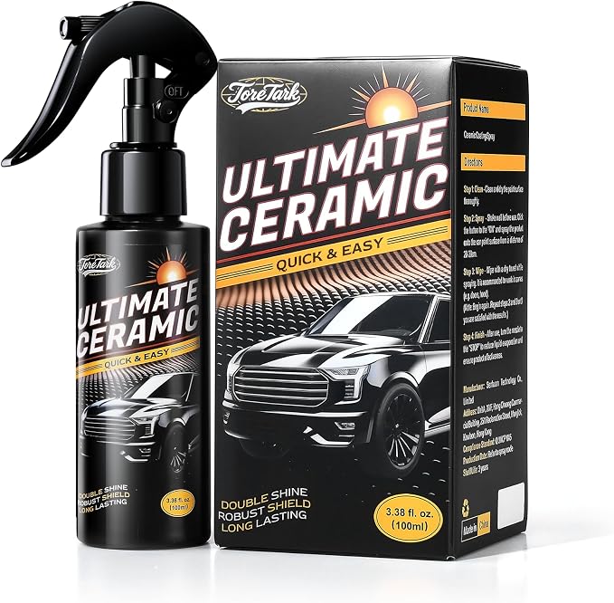Real Ceramic Coating for Cars Polish (3.38 Fl Oz), Unmatched Shine Car Wax Coating Spray, No Pungent Smell, Quick Detailer Spray Wax, Lasts 50+ Washes Car Paint Sealant