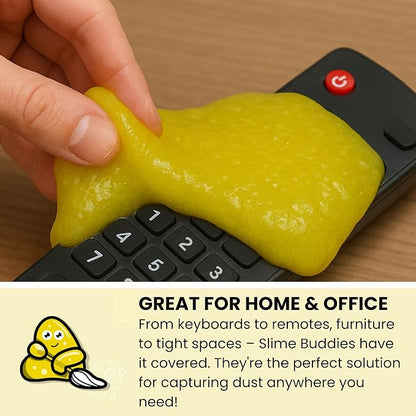 Slime Buddies Cleaning Slime | (3 Pack) 1 Lemon, 1 Apple, 1 Strawberry Scented Car Cleaning Gel | Car Interior, Cup Holder, & Keyboard Detailing Tool | Reusable Putty for Loose Dust & Dirt