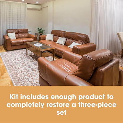 Furniture Clinic Leather Complete Restoration Kit | with Leather Recoloring Balm, Cleaner, 2-in-1 Protection Cream & Conditioner, Sponge, and Cloth | Repair Kit for Furniture (Maroon)