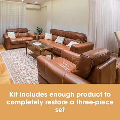 Furniture Clinic Leather Complete Restoration Kit | with Leather Recoloring Balm, Cleaner, 2-in-1 Protection Cream & Conditioner, Sponge, and Cloth | Repair Kit for Furniture (Light Grey)