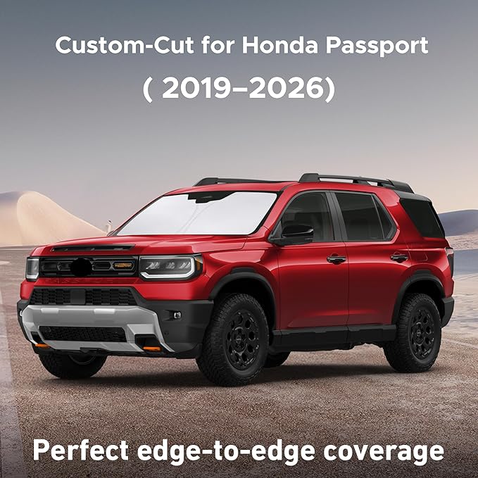 EcoNour Windshield Sunshade Compatible for Honda Passport 2019-2024 2025 2026, Sun Visor for Front Windshield & Window Sun Shade Cover, UV Heat Blocker & Protector, Car Accessories