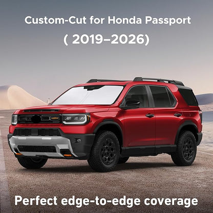 EcoNour Windshield Sunshade Compatible for Honda Passport 2019-2024 2025 2026, Sun Visor for Front Windshield & Window Sun Shade Cover, UV Heat Blocker & Protector, Car Accessories