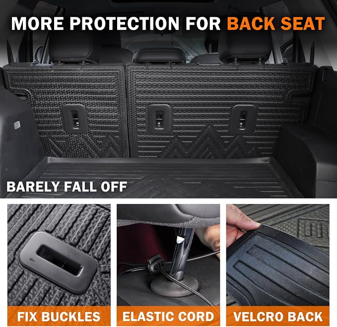 KUST Floor Mats for 2025-2026 Chevy Equinox/GMC Terrain Accessories (Gas Only), All Weather Car Mats with Backrest Mat & Cargo Trunk Liner & Door Sill Protector, TPE Rubber, Raised Edge, Full Set