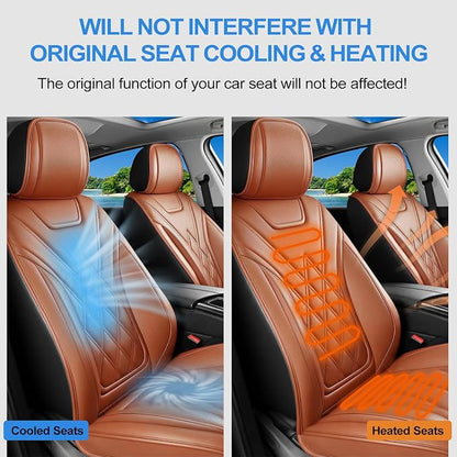 Car Seat Covers Compatible with Hyundai Accent 2017-2026 - Waterproof & Breathable Luxury Leather All-Weather Seat Cushions Protectors, Airbag Compatible, Only 2 Front seat Covers (Brown)