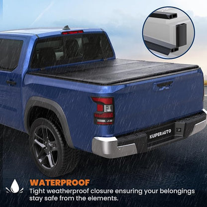 KUIPERAUTO 6FT Fiberglass Tri Hard Compatible for Nissan Frontier 2005-2025 Tonneau Cover Truck Bed Cover Fleetside Bed On Top 72Inch