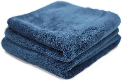Maxshine 16" x 24" 600GSM Dark Blue Ultimate Crazy Microfiber Towel with Silver Silk Border – Ultra-Soft & Absorbent – Ideal for Car Detailing, Drying & Polishing
