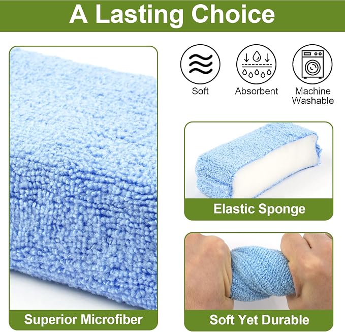 8 PCS Microfiber Applicator Pad, 4.7"x3.1" Scratch-Free Foam Buffing Scrub Pads, Car Wash Sponges for Effortless Detail Polishing, Waxing, Tire Shining, Interior Cleaning, Scrubbing (Blue)
