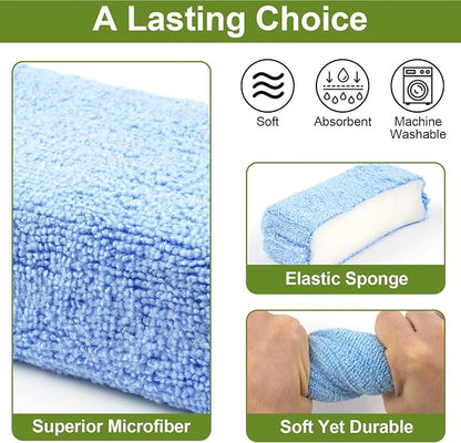 8 PCS Microfiber Applicator Pad, 4.7"x3.1" Scratch-Free Foam Buffing Scrub Pads, Car Wash Sponges for Effortless Detail Polishing, Waxing, Tire Shining, Interior Cleaning, Scrubbing (Blue)
