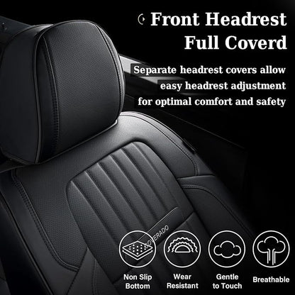 Coverado Seat Covers, Car Seat Covers Front Seats, Car Seat Cover, Car Seat Protector Waterproof, Car Seat Cushion Nappa Leather, Black Seat Covers for Cars Carseat Cover Universal Fit for Most Cars