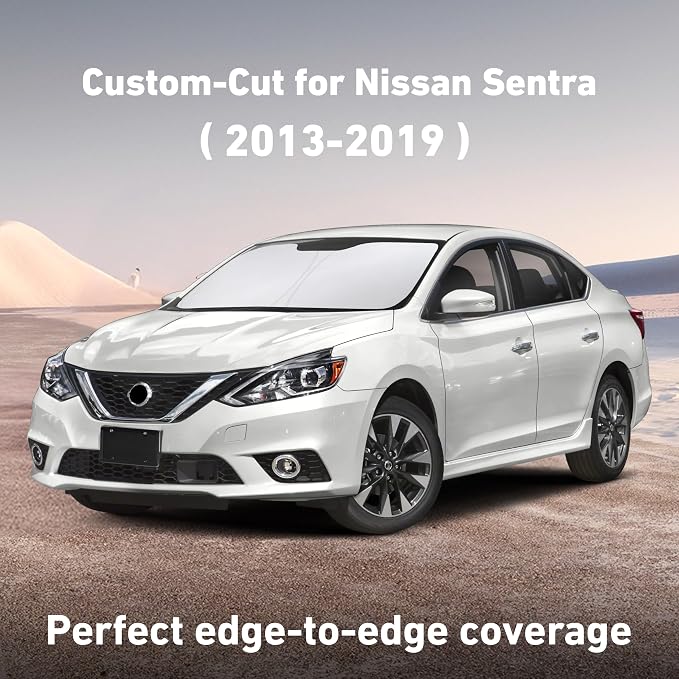 EcoNour Windshield Sunshade Compatible for Nissan Sentra 2013-2017 2018 2019, Sun Visor for Front Windshield & Window Sun Shade Cover, UV Heat Blocker & Protector, Car Accessories