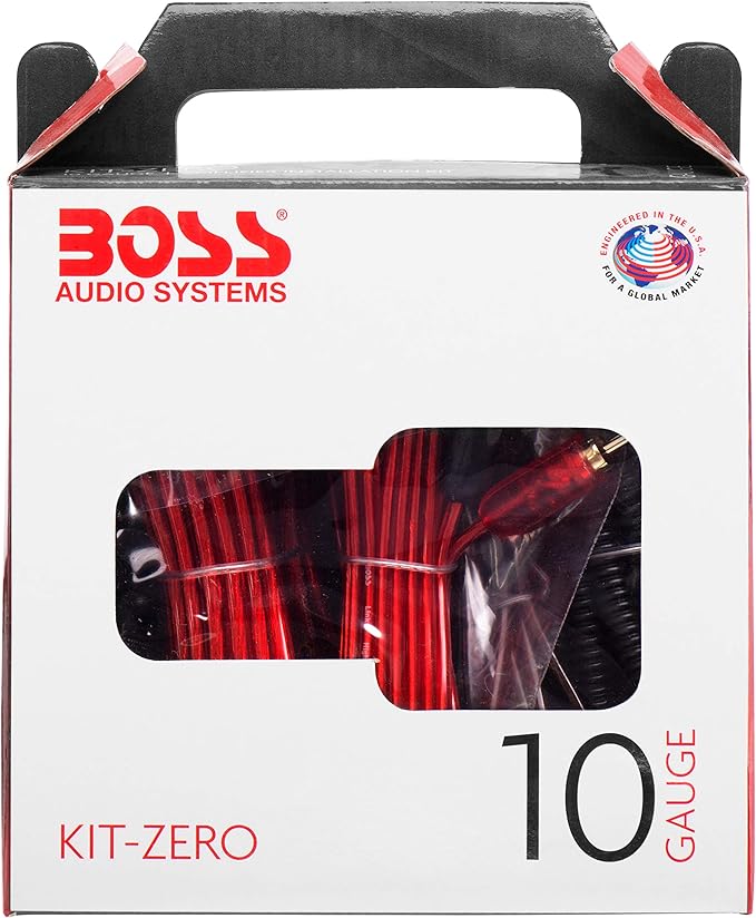 BOSS Audio Systems KIT-ZERO 10 Gauge Car Amplifier Install Wiring Kit - Makes Connections and Brings Power to Your Radio, Subwoofers and Speakers