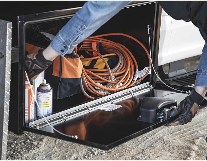Buyers Products 1702103 Steel Underbody Truck Tool Box 18 x 18 x 30 Inch, Black Powder-Coated 14 Ga Steel, Locking Stainless Paddle Latch, Drop Door, Weather-Resistant, Made in USA