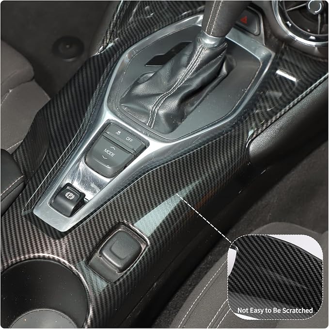RT-TCZ Carbon Fiber Center Console Gear Shift Panel Trim Cover Cup Holder Frame Interior Decoration Kit Accessories for Chevrolet Camaro 2016-2022