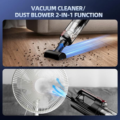 MONOZEL Handheld Vacuum Cleaner, 18000Pa 2 in 1 Cordless Car Vacuum Cleaner&Air Duster, 130W Brushless Motor with 7800mAh Battery, LED Light and Multi-Nozzles, Portable for Home, Car, Office, Pet