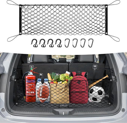Canvcle Trunk Cargo Net for 2023-2025 2026 Honda Pilot Accessories Envelope Style Mesh Trunk Net Organizer and Storage Stretchable Adjustable Elastic Nylon Rear Cargo Netting with Hooks