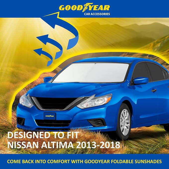 Goodyear Foldable Windshield Sunshade for Nissan Altima 2013-2018, Car Accessories, Sunshade Cover, Sun Shade Car Windshield, Window Sun Blocker - GY008264