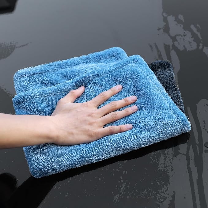 LIVOS Extra Large Car Drying Towel, 25" x 36" 1000GSM Microfiber Towels for Cars, Ultra-Absorbent Scratch-Free, No Streak, Professional Quick Dry Car Detailing Towel, Blue&Grey