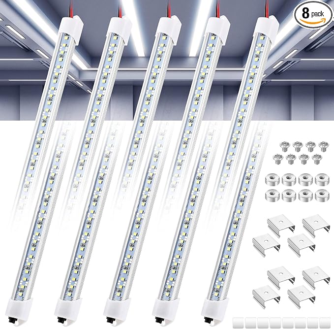 8 Pcs 12V Interior LED Light Bar for Car LED Light with Switch and Magnets Strip White 12V Lighting for Indoor Room Home Car Cargo Truck Trailer Van