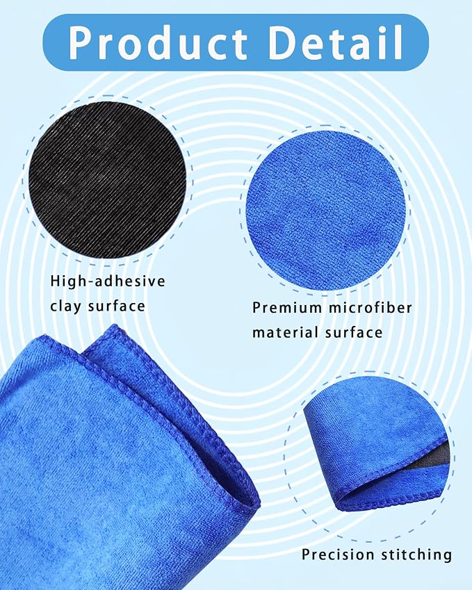 2 Pack Clay Towel 12 x 12 Inch, Clay Bar Towel for Auto Detailing Microfiber Car Cloth Cleaner Automotive for Car Detailing