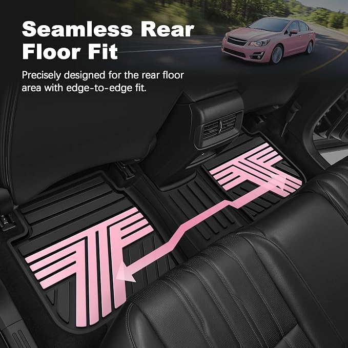 TTX LIGHTING Floor Mats Compatible with Subaru Crosstrek 2016-2017/Impreza 2012-2016/WRX 2015-2021, Custom Fit All Weather 1st & 2nd Row Floor Liners, Black & Pink
