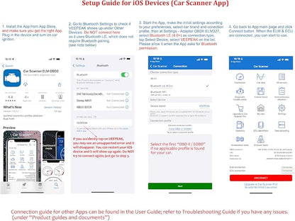 Veepeak OBDCheck BLE Bluetooth OBD II Scanner for iOS & Android, Car Wireless Check Engine Light Code Reader Diagnostic Tool