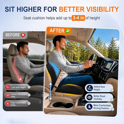 Allaboutsla Seat Cushion & Lumbar Support Pillow Set: Ergonomic Memory Foam Seat Cushion and Back Support for Pain Relief, Butt Cushions and Lumbar Pillow for Car, Office Chair, Gaming - Black