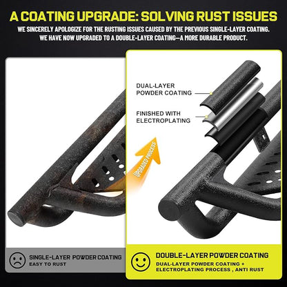 BINARY STAR Running Boards Compatible with 2019-2026 Dodge Ram 1500 Quad Cab(Excl. Classic Ram 2500 3500), 4-Steps Design Running Boards, Carbon Steel Side Step Bars Nerf Bars