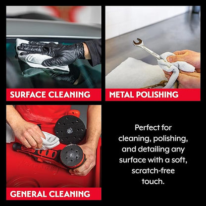 Griot's Garage Microfiber Edgeless Utility Towels for Car Cleaning and Detailing, Lint-Free, Ultra-Absorbent Wash Cloths, 12" x 12", Pack of 50, Grey, 14331