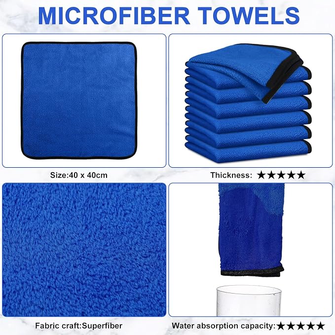 Tallew 50 Pcs Microfiber Towels:16"x16" Microfiber Drying Towels Bulk Micro Fiber Car Cleaning Cloth for Cars Drying Washing Polishing Office Windows Cleaning Household Supplies (Blue)