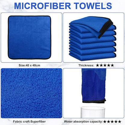 Tallew 50 Pcs Microfiber Towels:16"x16" Microfiber Drying Towels Bulk Micro Fiber Car Cleaning Cloth for Cars Drying Washing Polishing Office Windows Cleaning Household Supplies (Blue)