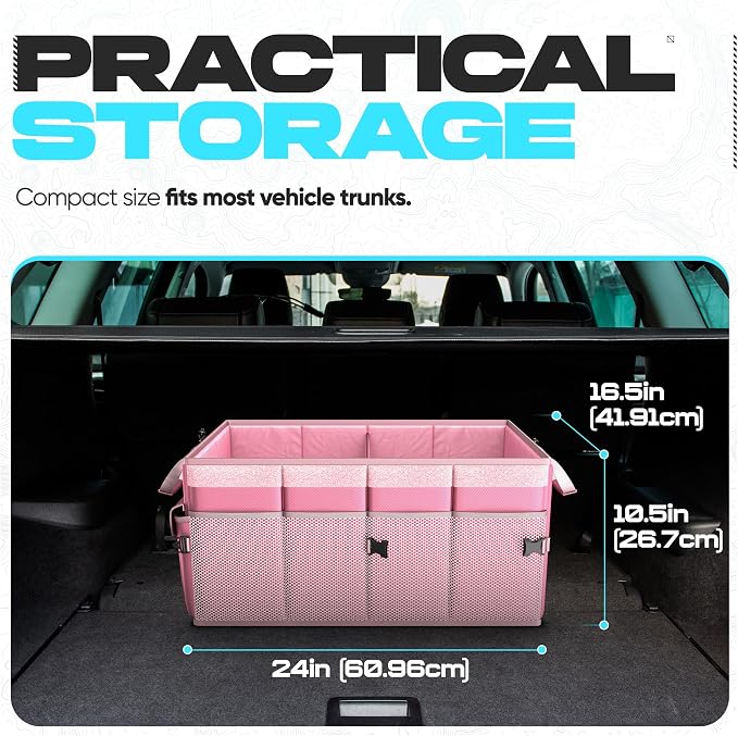 FORTEM Trunk Organizer For SUV Car Trunk Organizer, Foldable Storage, Car Accessories for Women Men, Collapsible Bag, 600D Oxford, Non Slip Bottom, Straps, Soft Cover (65L)