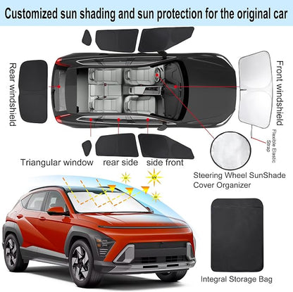 TINGLU Window Shades for Hyumdai Kona SE@SEL 2024-2026 Accessories Car Side Full Windows Rear Triangular Windshield Sun Shade Sun UV Rays & Privacy Protection for Camping 8PCS