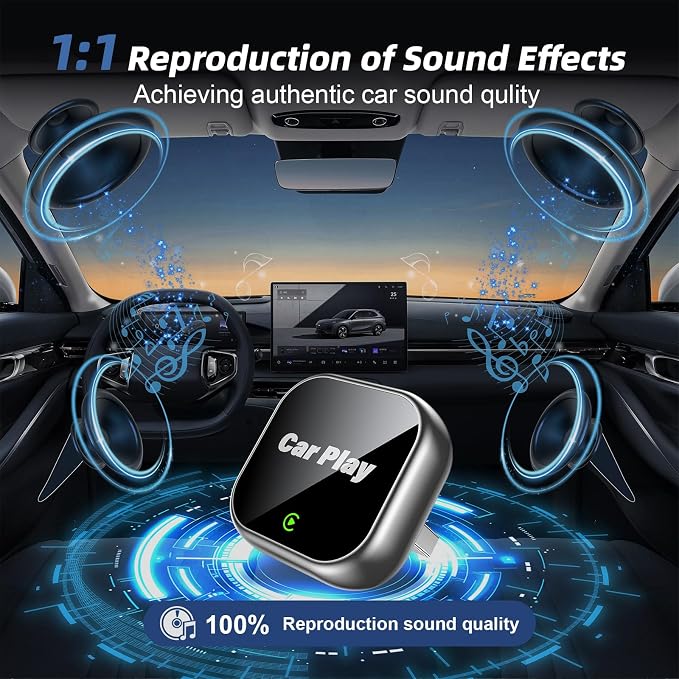 Wireless Carplay Adapter for iPhone Apple, 2026 Mini CarPlay Dongle, Plug & Play, No Delay, Convert Wired to Wireless Bluetooth Apple Carplay, with USB&USB-C, for iOS 10+ and 2016+ Cars